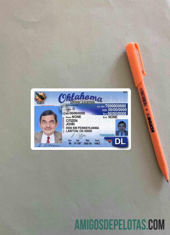 EUA Oklahoma DL fotovisual frontal baixar para verificação